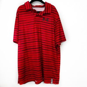 Under Armour Boys Red & Black Stripe Collard Shirt